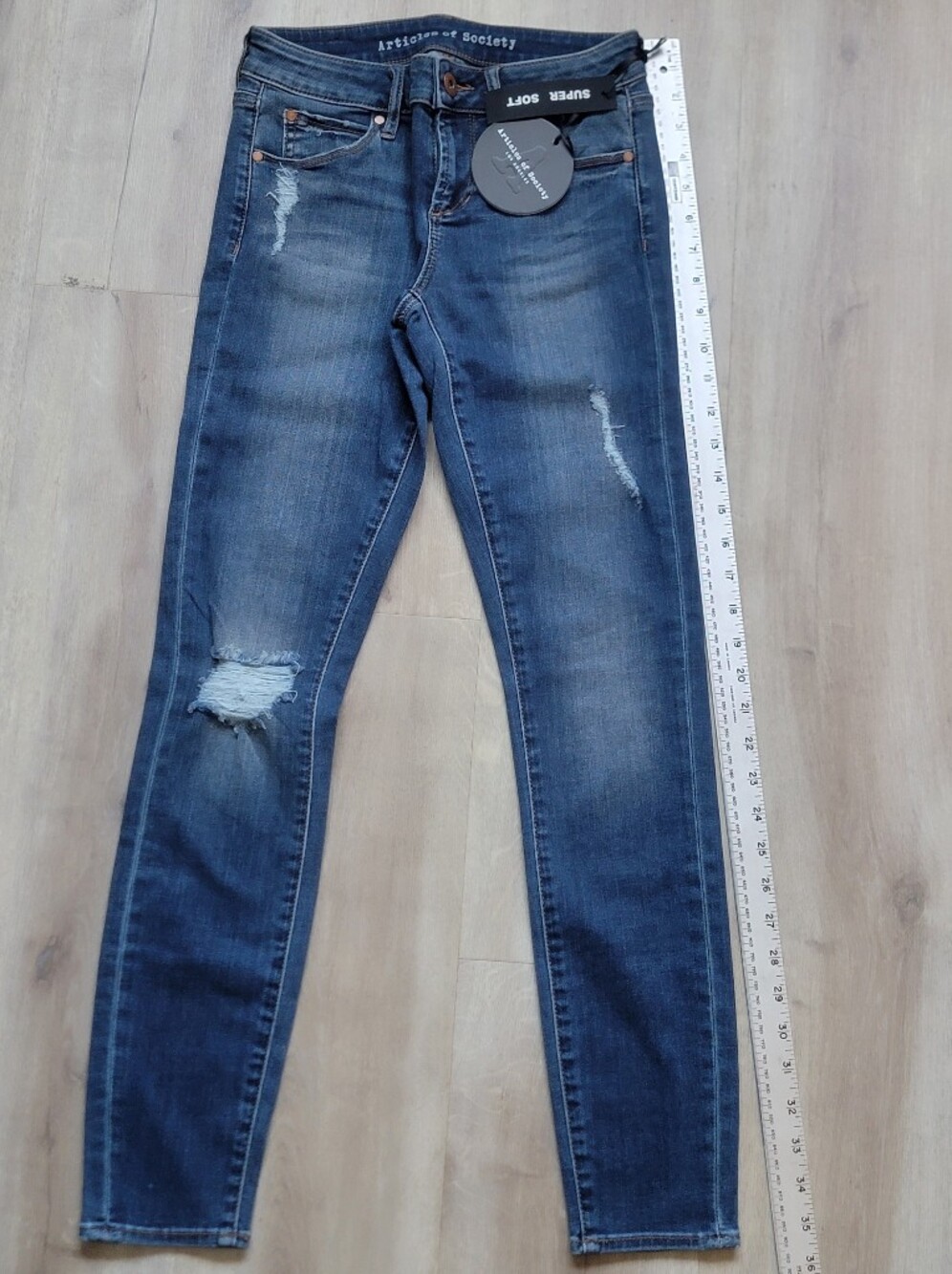 Articles Of Society Medium Dark Blue Distressed Skinny Jeans